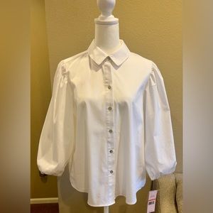 NWT NANETTE NANETTE LEPORE Solid-Hued Puff-Sleeve Shirt Size Small